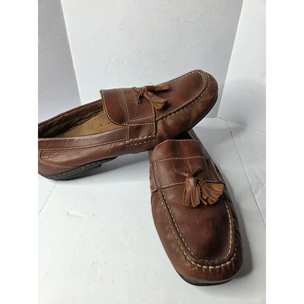 Rockport Men Brown Leather Tassel Loafers Moc Toe Slip On Shoes K55804 Size 11.5